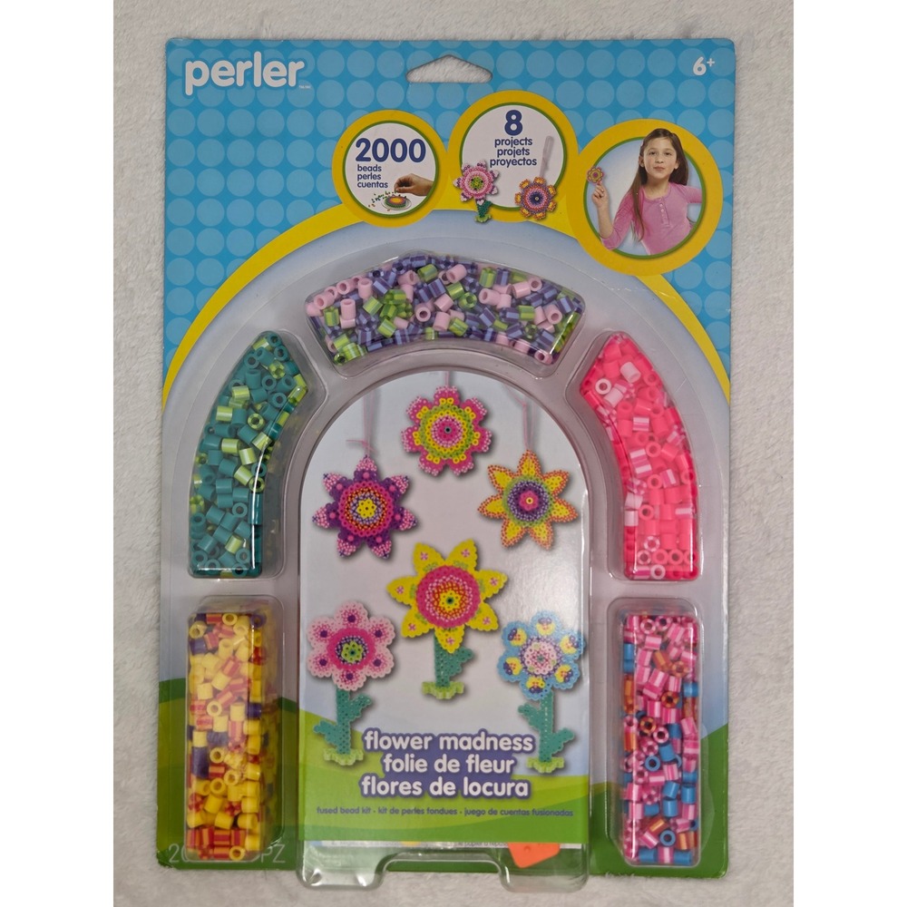 Perler Flower Madness Fused Bead Kit 2000 Beads 8 Projects 80-62870 New